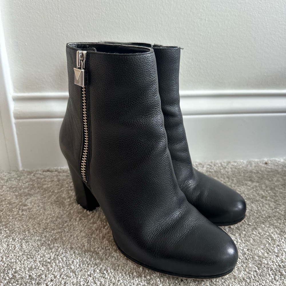 Michael Kors Black Ankle Booties with Silver Zipper